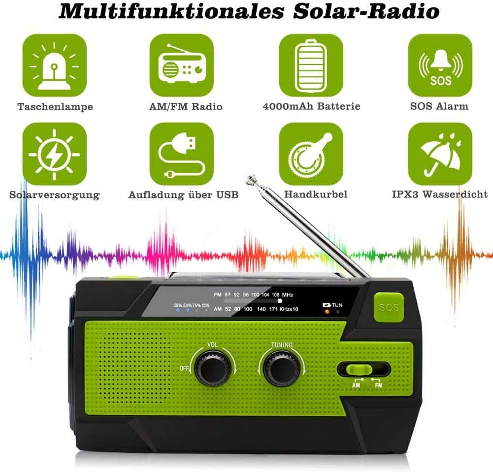 nigecue solar kurbelradio funktionen